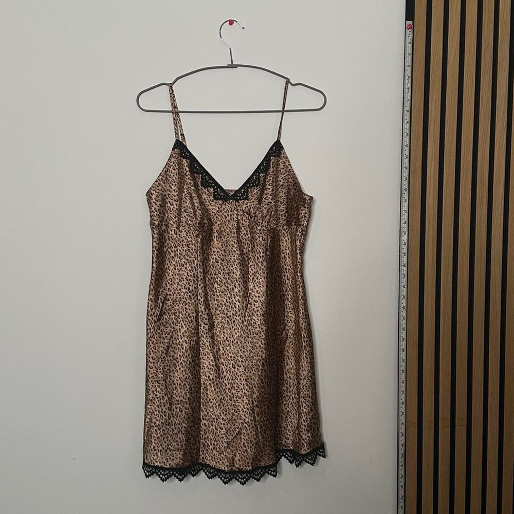 Cheetah Print Slip Dress With Lace Detailing